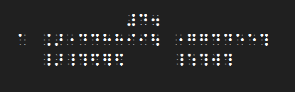 A Braille Music representation of the print music image above of Twinkle Twinkle arranged for piano.